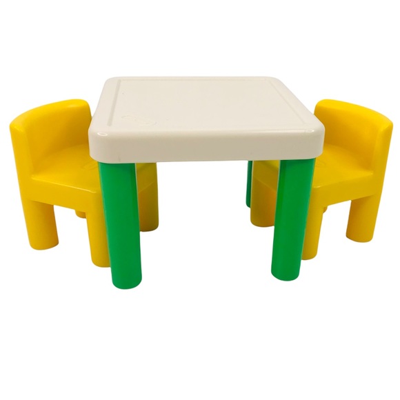 little tikes Other - Little Tikes Kids Dollhouse Table Chairs Green Yellow Wht Toddler Play Furniture